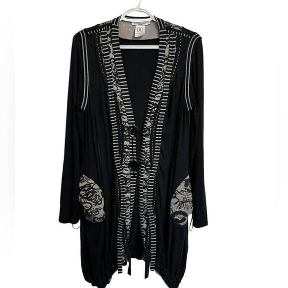 Dzhavael Couture Long Button Down Cardigan Size Medium - Picture 1 of 9